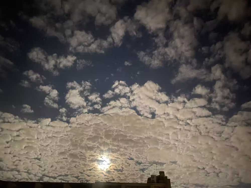 Moon behind the clouds at night