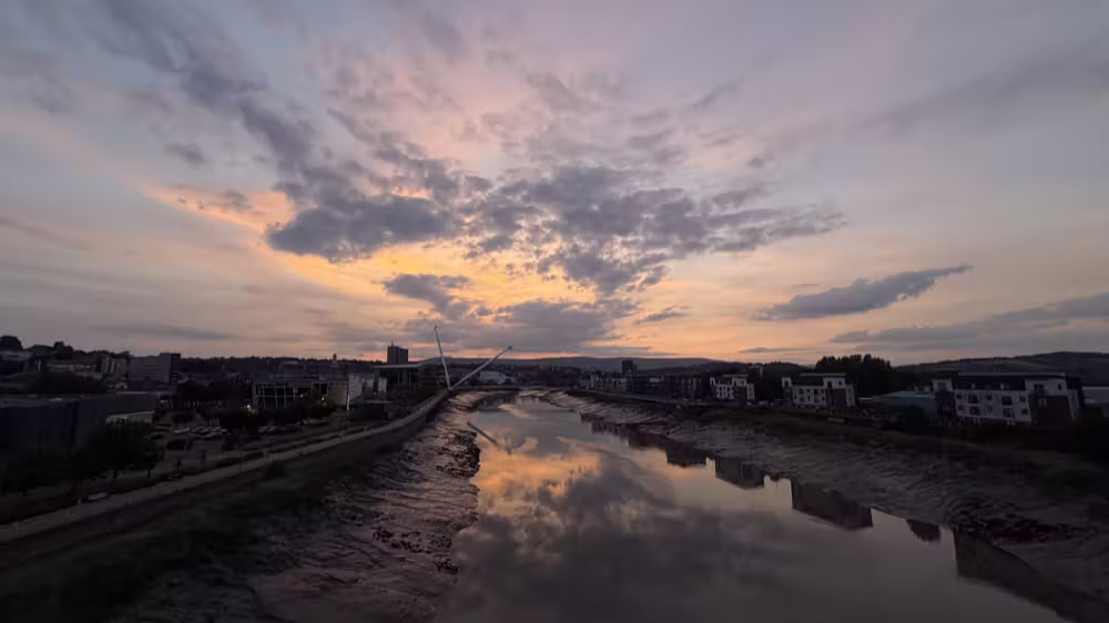 Sunset reflected in the river