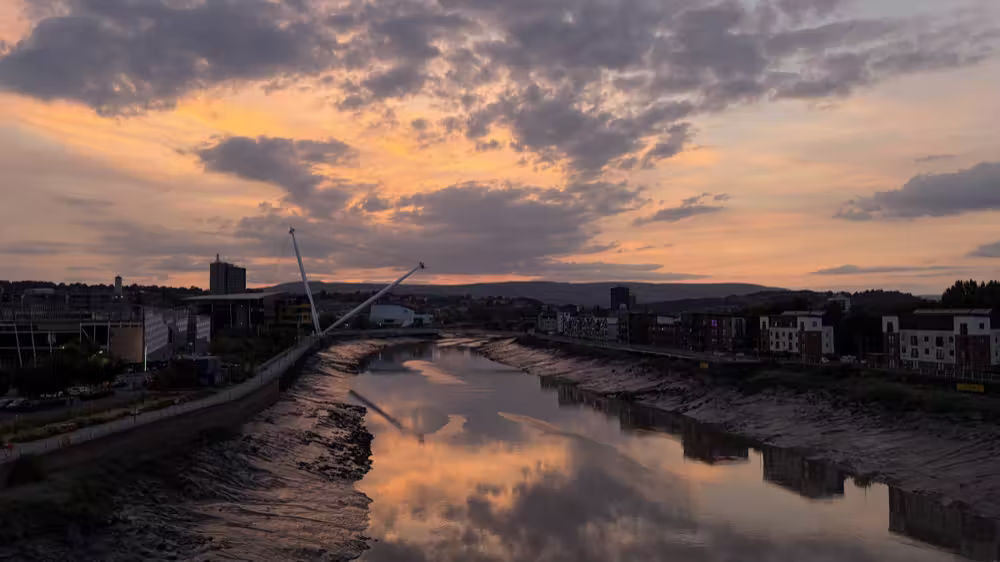 Sunset reflected in the river