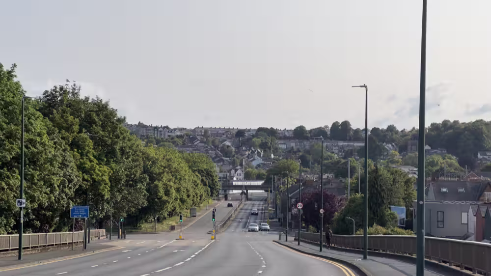 Road down into town