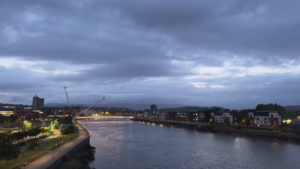 The river under a cloudy evening sky