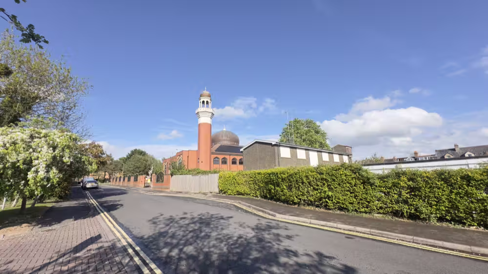 Street with a mosque minaret