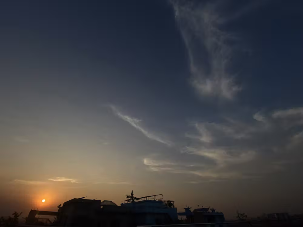 Sunset behind the rooftops
