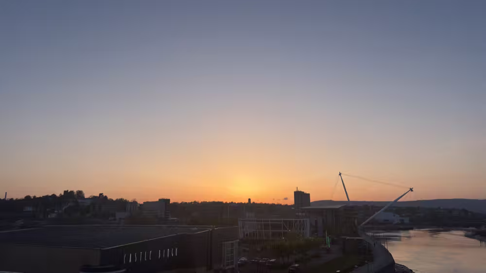 Sunset over the town