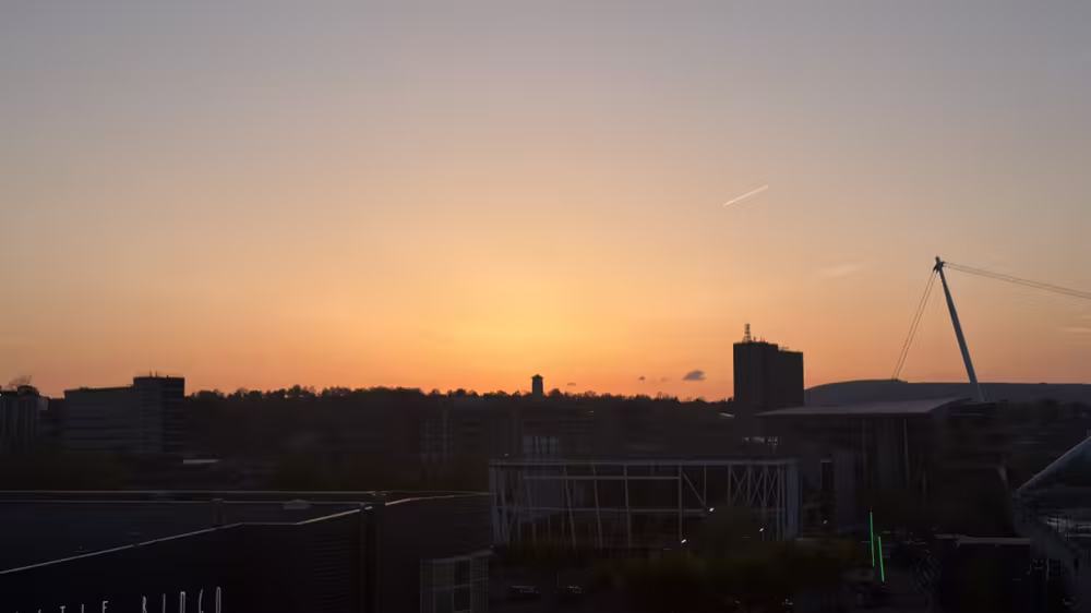 Sunset over the town