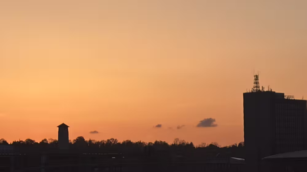 Orange sky over the rooftops