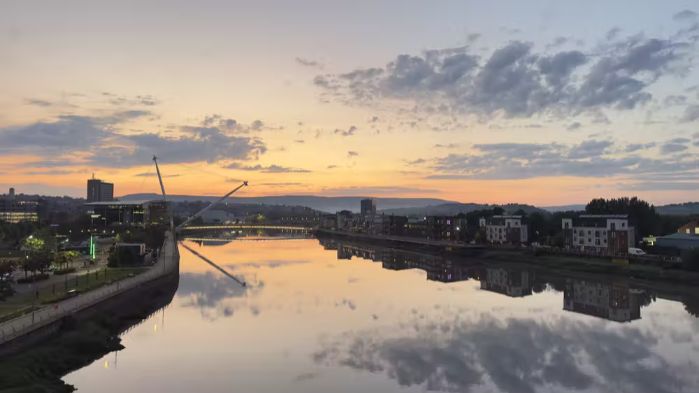 Sunset reflected in the river