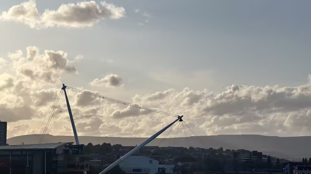 Footbridge and clouds
