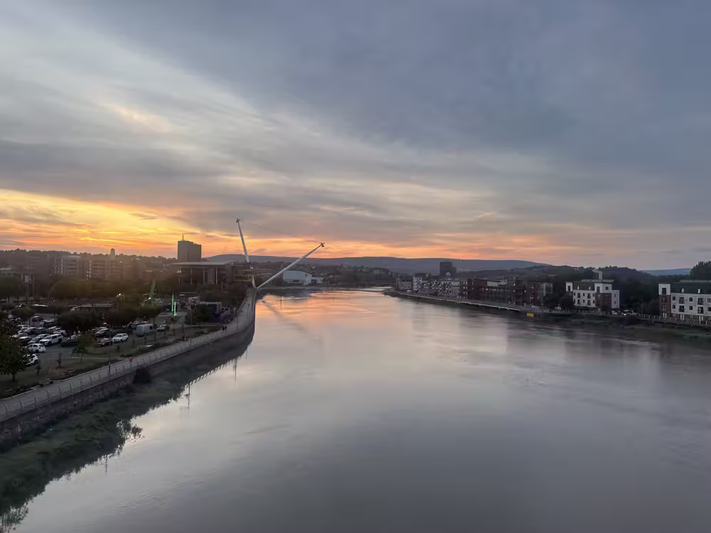 Sunset over the river