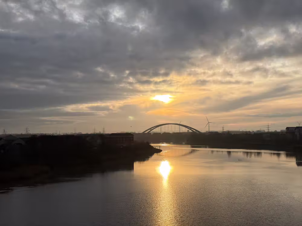 Sunset over the river